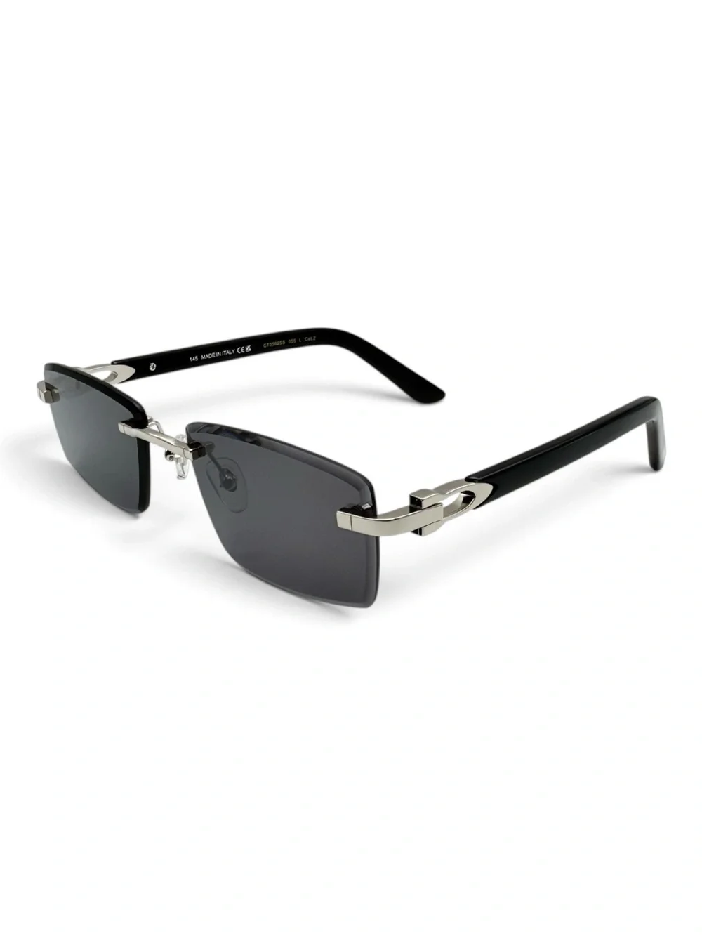 Cartier Rimless Sunglasses in Black with Silver Accents